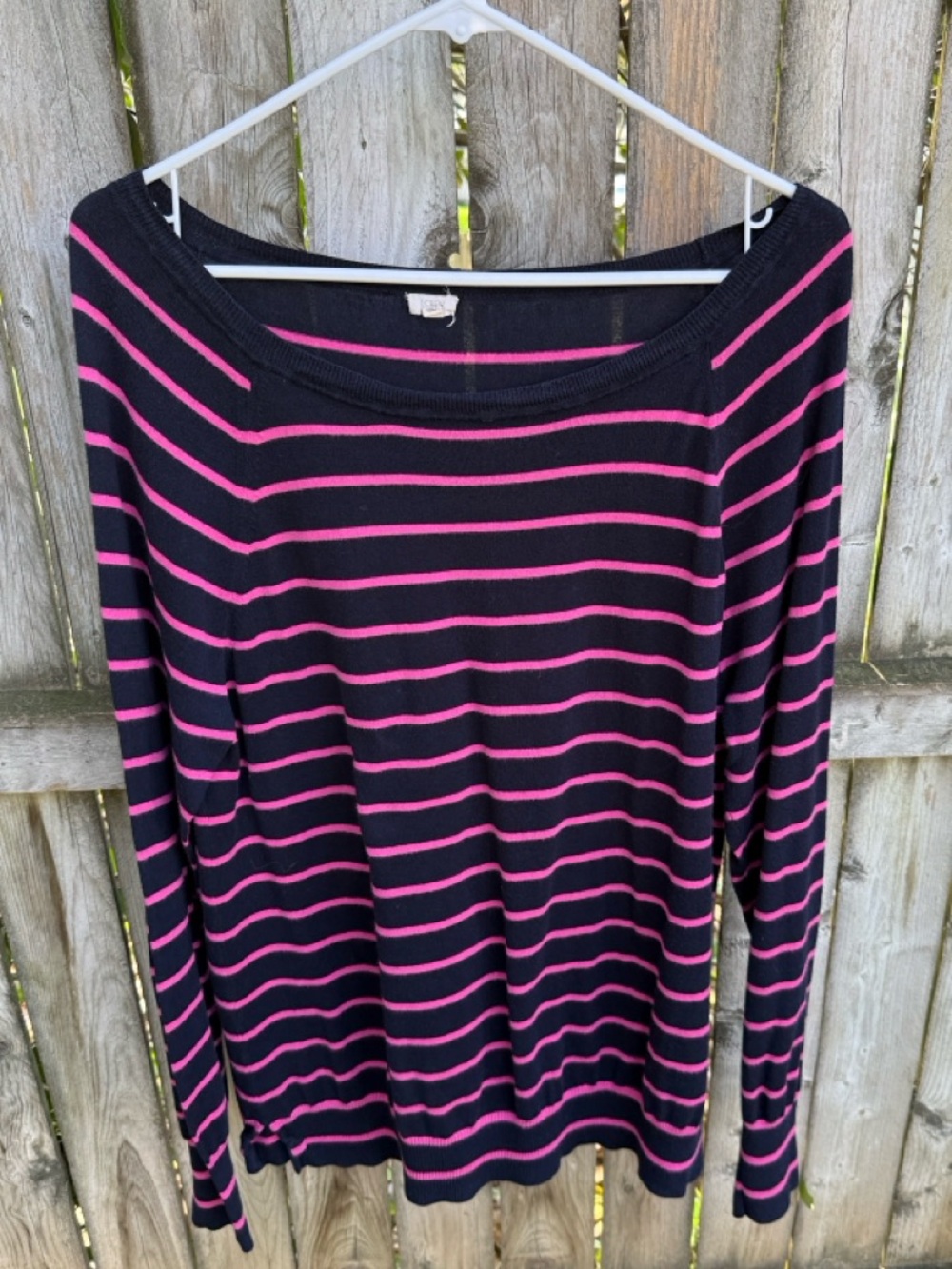 FREE w/purchase J. Crew Factory Thin Stripe Boat Neck Tee long slv 58520 FLAW XL